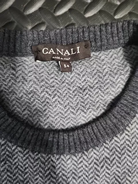 Canali Sweater Long Sleeve Merino Wool Crew Neck Size 54 IT / US L FLAW C* 3