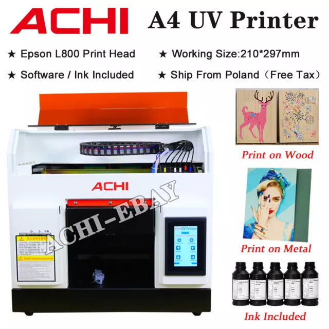 ACHI A4 UV Printer Flatbed Printer Epson L800 Nozzle For Phone Case/Wood/Metal