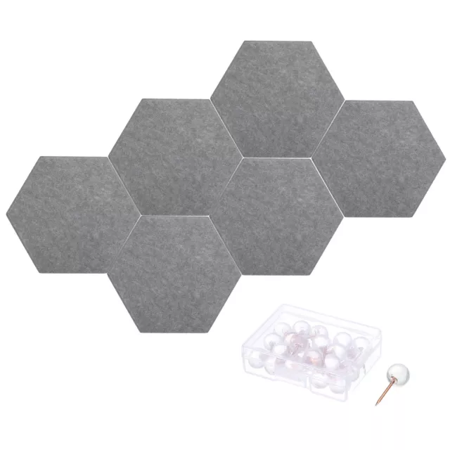 6pcs Felt Bulletin Board Self Adhesive Hexagon Felt Tiles for Sound Proofing