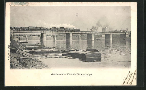 CPA Asnieres, Pont du Chemin de fer