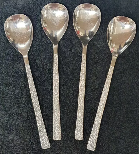 🔶️4 Gerald Benney Studio Viners Brutalist Stainless Steel Dessert Spoons Mcm