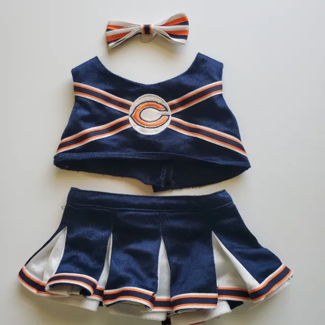 Build-A-Bear 3pc Chicago Bears Cheerleading Top, Skirt, Bow, Outfit Set