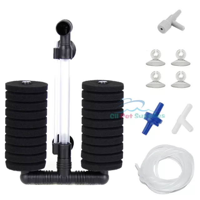 AQUANEAT Bio Sponge Filter for Aquarium Fish Tank Up to 55 Gal with Accessories