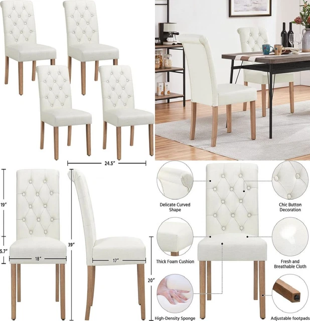 YAHEETECH TUFTED DINING Chairs Button Parsons Diner Chair Upholstered