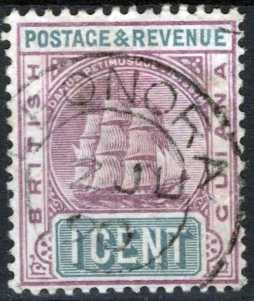 ZAYIX - 1889 Br. Guiana 130 used 1c lilac & gray ship 042623S05M