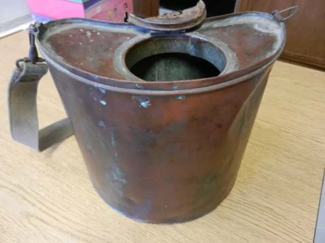 1900's Copper Minnow Bucket/Pail/ Canister W/Straps  10" X 11"X 5" Galvanized