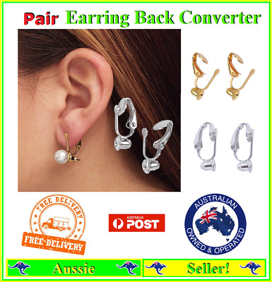 Pair Clip on Earrings Earring Stud post Converter Converters Non Pierced NEW