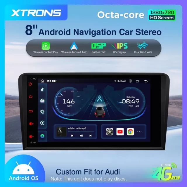 XTRONS IE82A3AL Autoradio Voiture Tablette Audi A3 GPS Android 12 Wifi Carplay