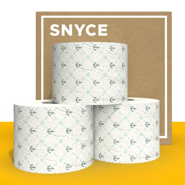 SNYCE Nicecube Toilettenpapier 3 lagig 300 Blatt plastikfrei gemustert weich