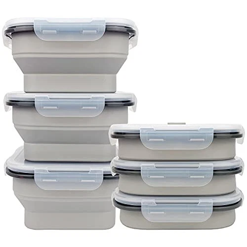 Large 1200ml Collapsible Bowls with Lids, Silicone Food Storage Container