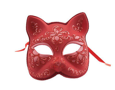 Mask from Venice Cat Gatto Authentic - Mask Venetian - Red - 319