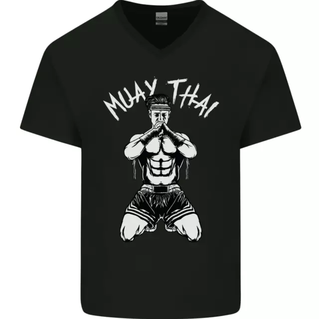 T-shirt da uomo Muay Thai Fighter arti marziali miste MMA collo a V cotone