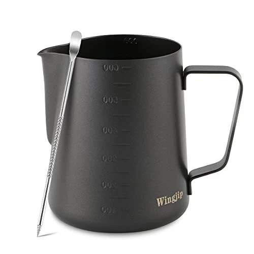Wingjip Espresso Milk Frothing Pitcher 20oz with Latte Art Pen, Steaming Pitc...