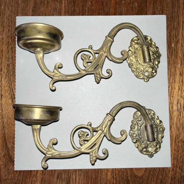 Pair Vintage Salvaged Candle Holder Hardware Lot Brass Victorian (H38)