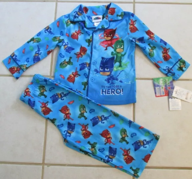 Nwt ~ Boys Blue Pj Masks Flannel Pajamas ~ Size 2T ~ $30 ~ 2 Piece
