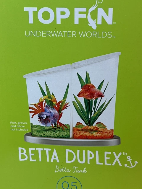 Top Fin Betta .5 Gallon Fish Tank Aquarium Duplex Fits 2 Fish New Small Desktop