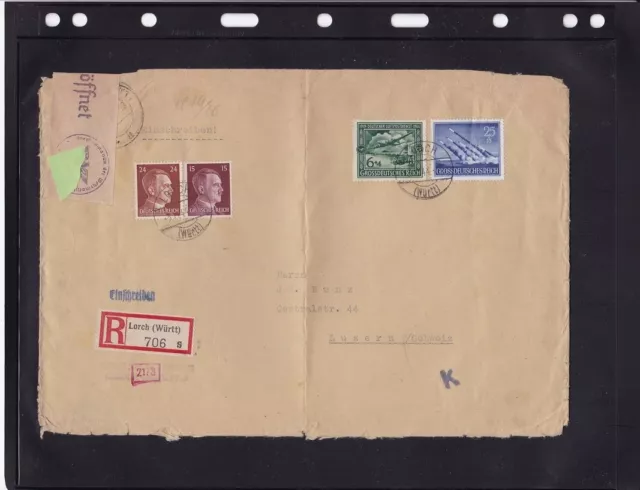 Deutsches Reich R-Brief Lorch nach Luzern/Schweiz, Zensur 1944 #1105982