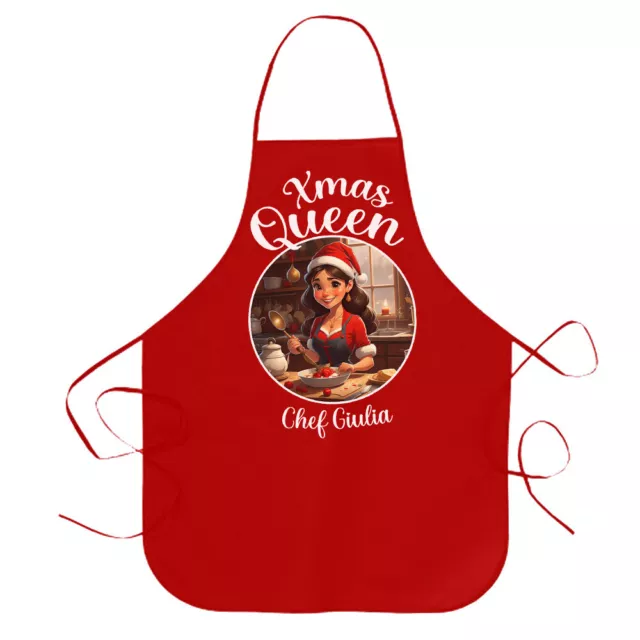 Grembiule rosso da cucina Xmas Queen Regina del Natale, chef, divertente regalo!
