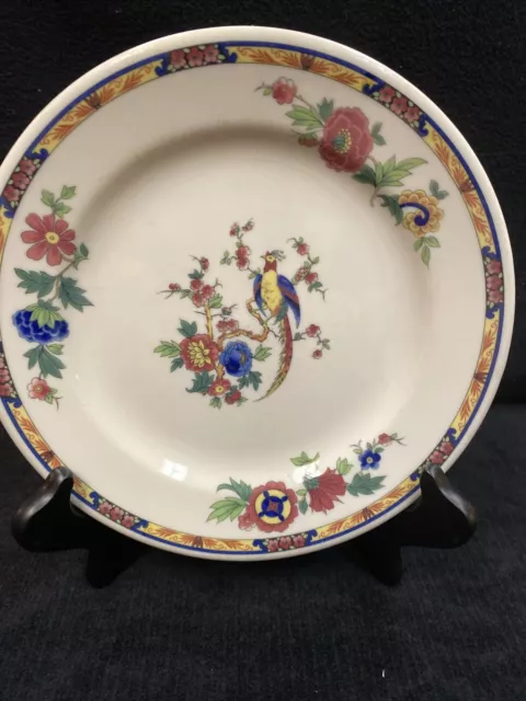 Syracuse China Plate Luncheon Vintage Bird Floral Motif Made USA Restaurant Ware