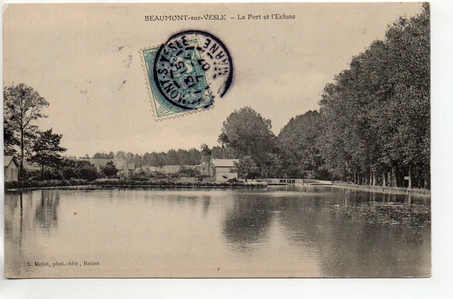 BEAUMONT SUR VESLE - Marne - CPA 51 - le port et l'écluse