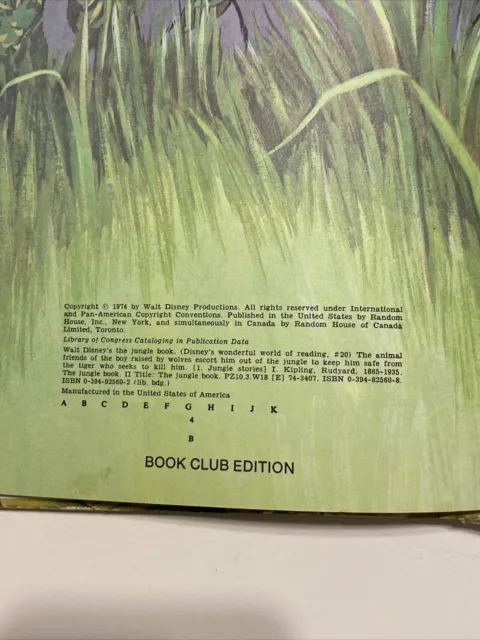 Vintage 1974, The Jungle Book - Walt Disney's The Wonderful World Of Reading, HC 5