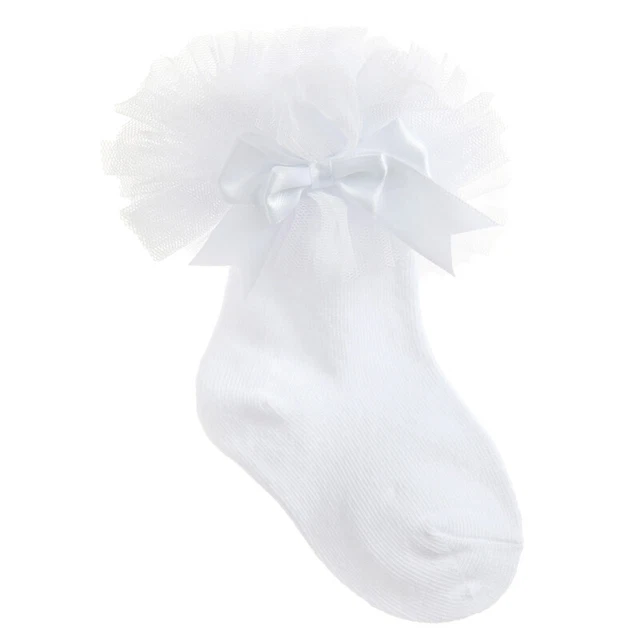 BNWT Baby Ragazze Spagnolo Zingara Bianco Fiocco Tutu Caviglia Calzino 00- 0-2.5