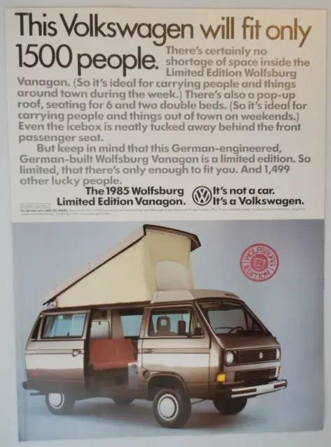 Volkswagen Wolfsburg Vanagon Limited Edition Natural History Ad 1985 8x10.5"