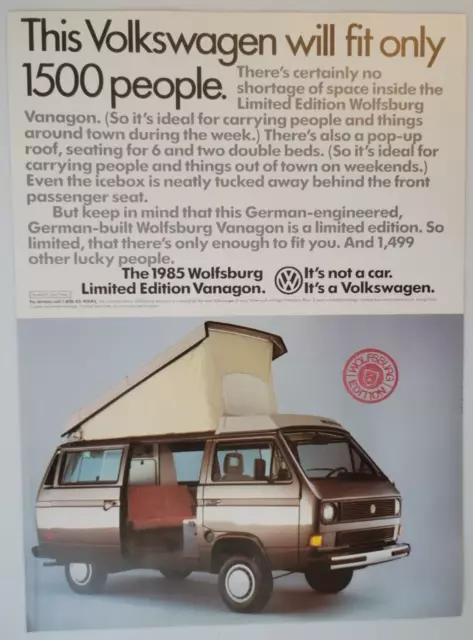 Volkswagen Wolfsburg Vanagon Limited Edition Natural History Ad 1985 8x10.5"
