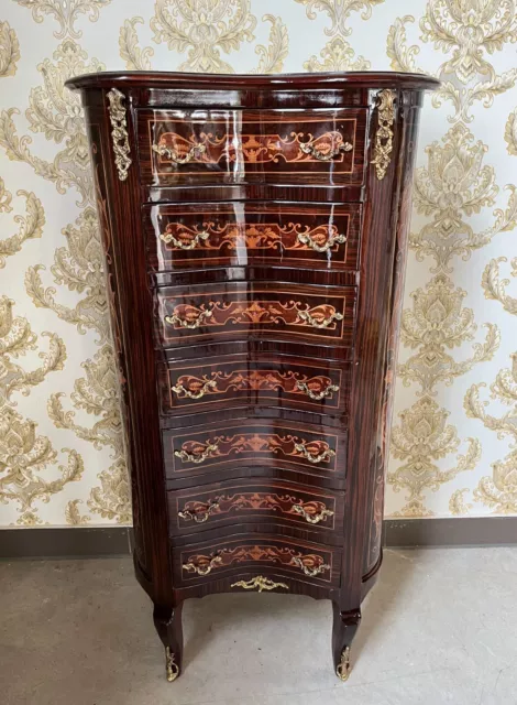 Tall Chest of Drawer French Retro Baroque Style Tall Curved Cabinet Handmade