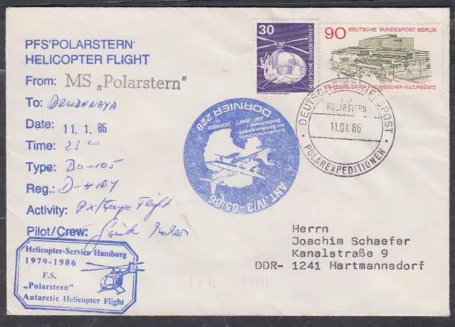 FS Polarstern-Station Druschnaja, Heliflug, Dornier 85/86, Schiffsstpl. 11.1.86