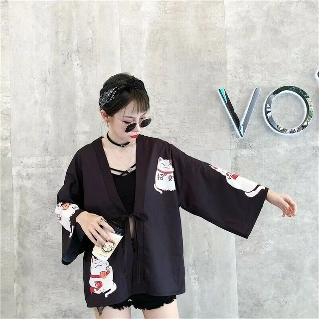 DONNA GIAPPONESE KIMONO Maneki Neko Cardigan Camicetta Yukata Giacca Camicia EUR 31 79 PicClick IT