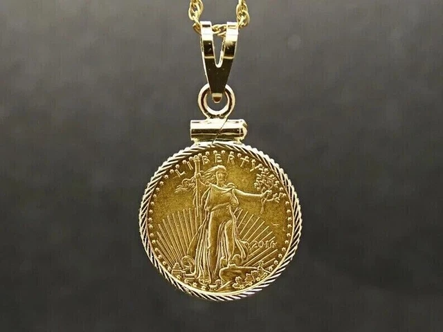 American Eagle Shape Liberty Gold Pendant With Free Chain 14k Yellow Gold Plated