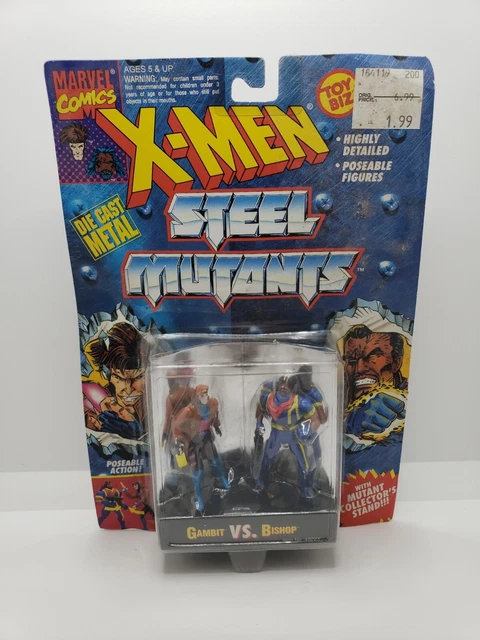 Toy Biz Marvel X-Men Steel Mutants GAMBIT vs BISHOP Die Cast Metal Figures 1994