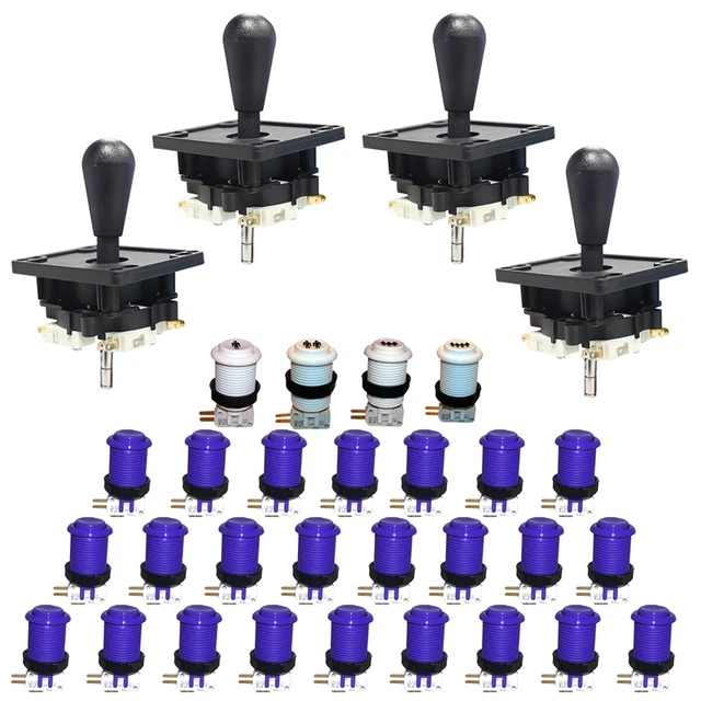 Happ Arcade Control Panel Purple - 4 Player Kit - Ultimate Joysticks Happ Arcade Control Panel Purple - 4 Player Kit - Ultimate Joysticks