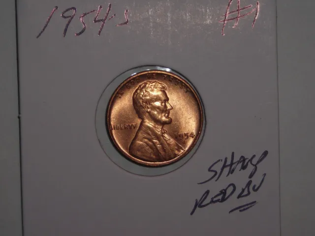 wheat penny 1954S NICE RED BU 1954-S LINCOLN CENT LOT #1 UNC RED LUSTER