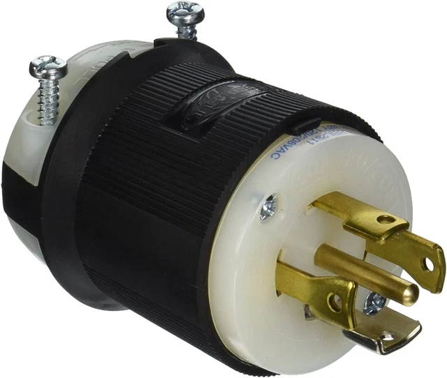 Hubbell HBL2811 Locking Plug, 4 Pole, 5 Wire, 30 Amp, 120/208V, L21-30P