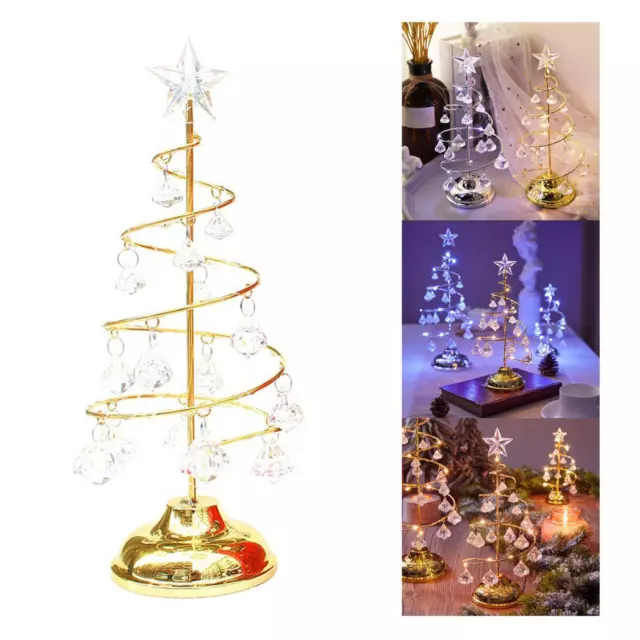 Metal Tree Night Light Christmas Tree Lamps Ornament for Xmas Winter Tabletop