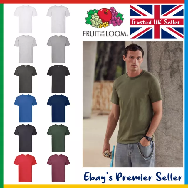 Mens Super Premium T-Shirt - Fruit of the Loom Short Sleeve Tee - Fast Delivery