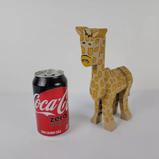 Wood Block Cute Whimsical 8" Giraffe Figurine Nursery Decor Rope Tail 2