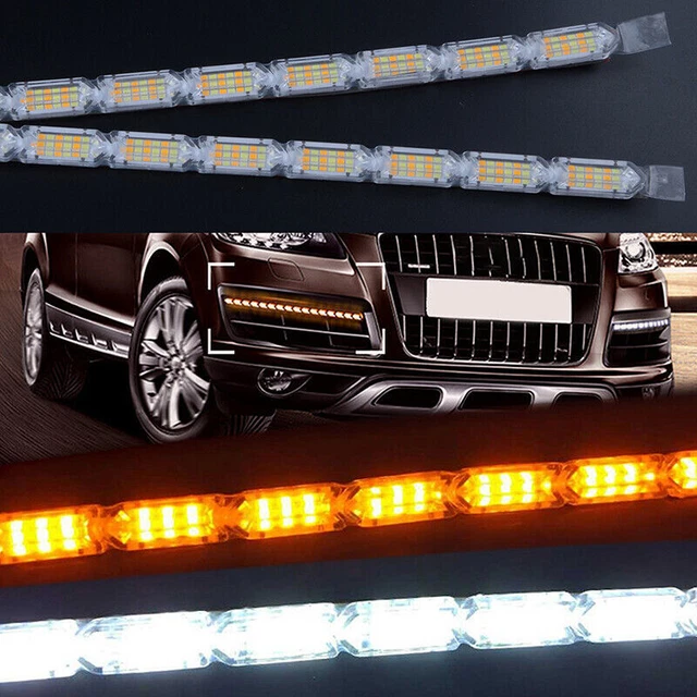 12/14/ 16LED Switchback Car Flexible Strip Light DRL Sequential Turn Signal Lamp