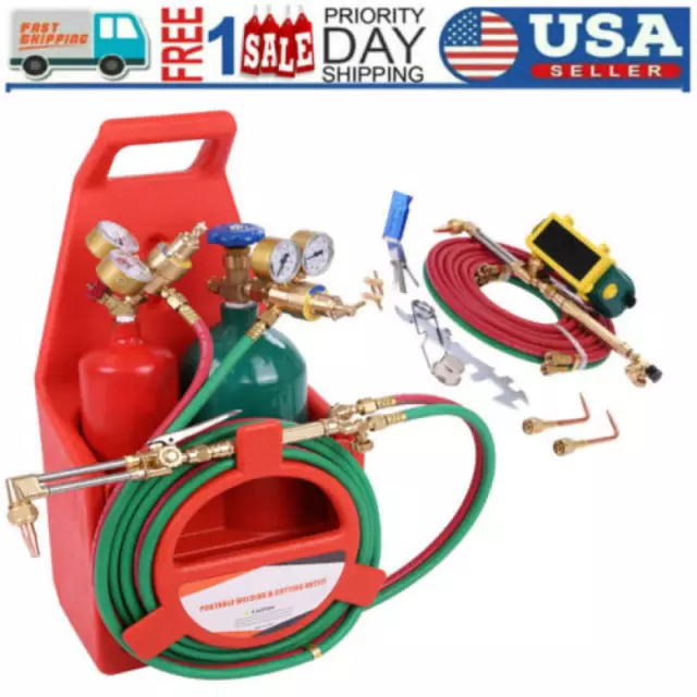 Professional Portable Oxygen Acetylene Oxy Welding Cutting Torch Kit W/ Gas Tank