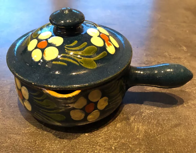 Ancien petit POT POTERIE terre cuite vernissée décor ALSACE Soufflenheim 1/4 L