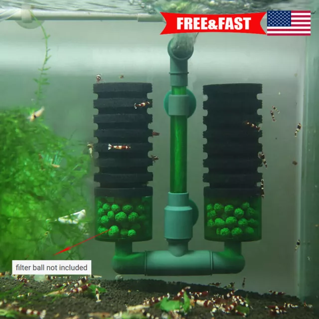 Double Head Sponge Filter Aquarium Fish Tank Air Pump Oxygen Water Filter US