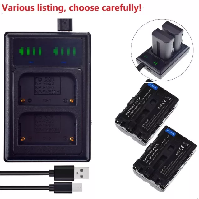 NP-FM500H Battery or USB Charger for Sony SLT-A77 A77V A77 II & VG-C77AM Grip