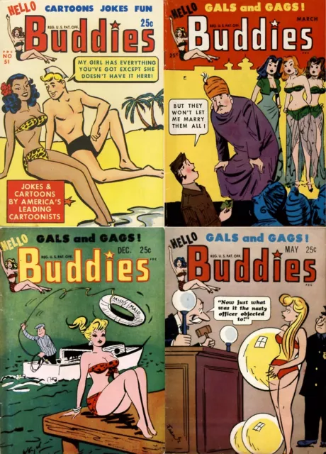 61 Old Issues of Hello Buddies Comics Risqué Saucy Racy Sexy Art Magazine on DVD