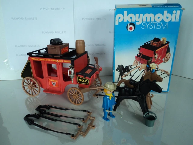 PLAYMOBIL VINTAGE CAISSE marron western drugstore diligence WELL FARGO