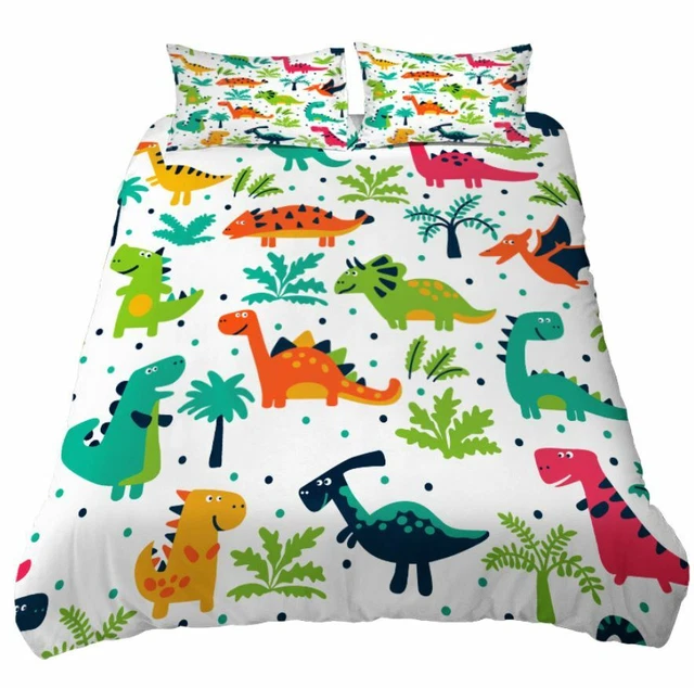 LITTLE DINOSAURS WHITE Single/Double/Queen/King Bed Quilt Cover Set EUR
