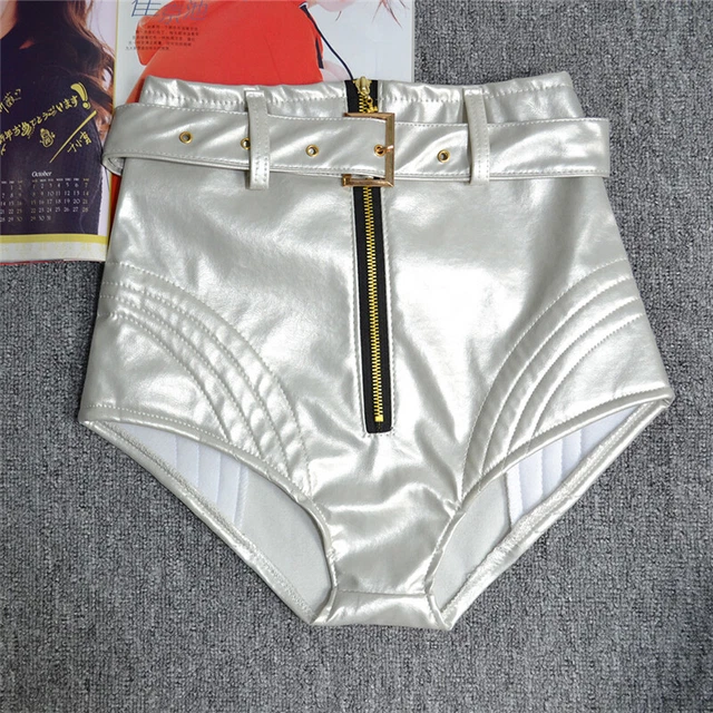 Alvivi Sexy Femme Mini Short Cuir Verni Court Taille Basse Micro Boxer
