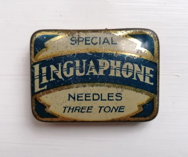 Vintage Linguaphone Special Chrome Gramophone 3 tone Needles Tin-Full of needles