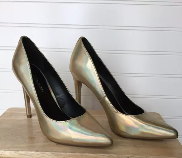 BCBGeneration Classic Closed Toe Pumps Slip On Gold Iridescent  Sz.6.5